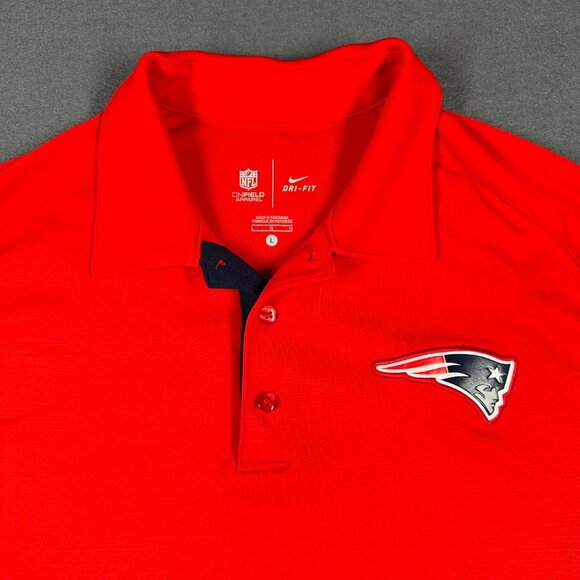Nike Polo Shirt Mens Large Red New England Patriots NFL On Field Apparel - Picture 5 of 15